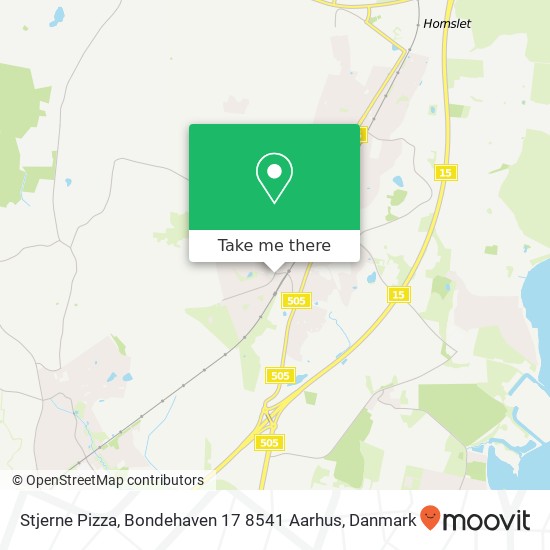 Stjerne Pizza, Bondehaven 17 8541 Aarhus kort