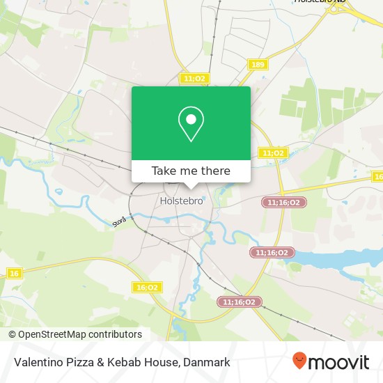Valentino Pizza & Kebab House, Danmarksgade 2 7500 Holstebro kort