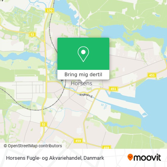 Horsens Fugle- og Akvariehandel kort