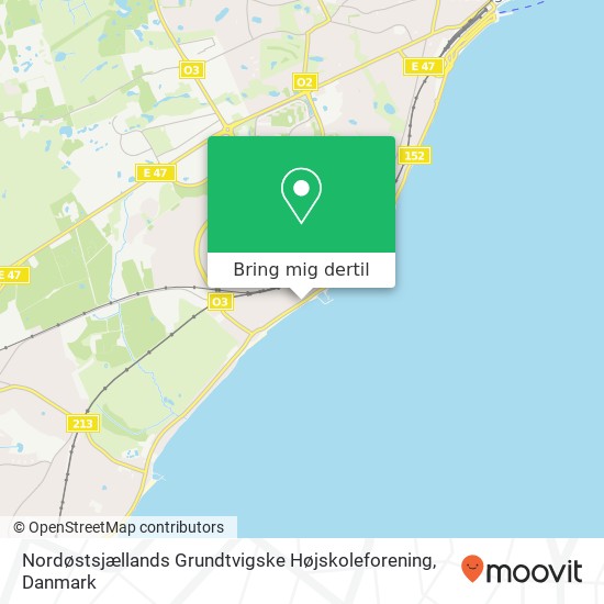 Nordøstsjællands Grundtvigske Højskoleforening kort