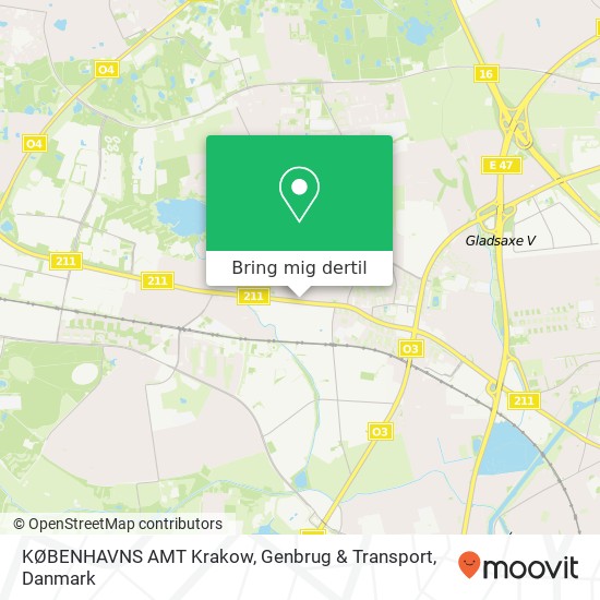 KØBENHAVNS AMT Krakow, Genbrug & Transport kort