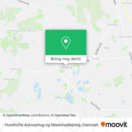 Hundtofte Autoophug og Maskinudlejning kort