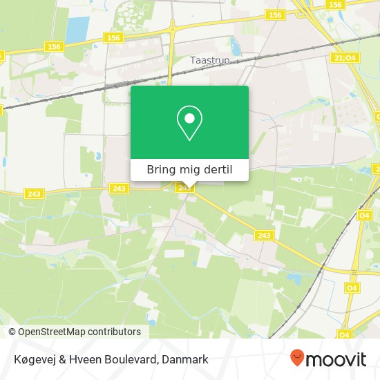Køgevej & Hveen Boulevard kort
