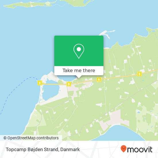 Topcamp Bøjden Strand kort