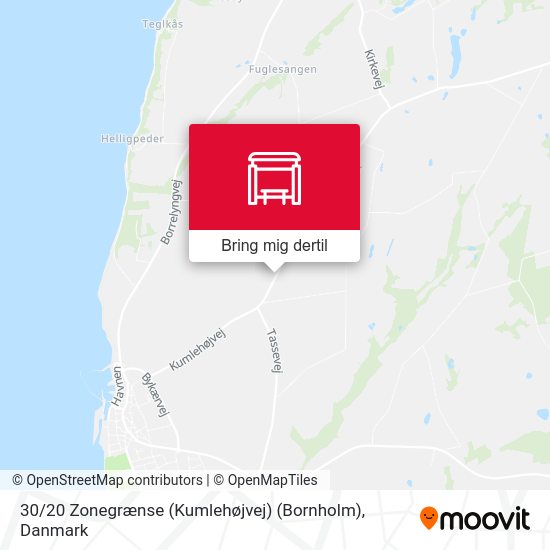 30 / 20 Zonegrænse (Kumlehøjvej) (Bornholm) kort