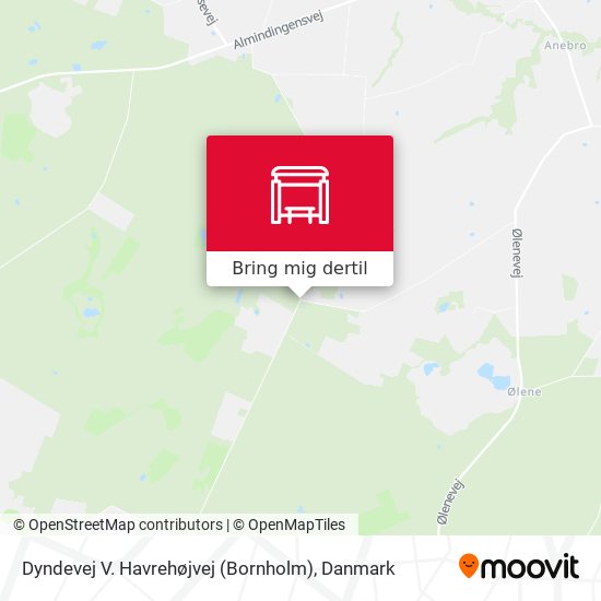Dyndevej V. Havrehøjvej (Bornholm) kort