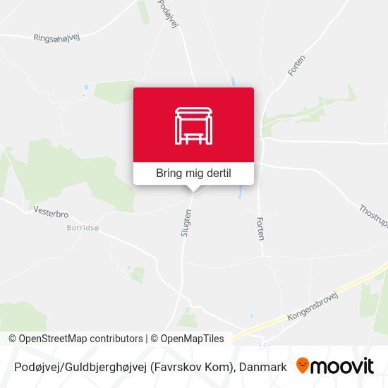 Podøjvej / Guldbjerghøjvej (Favrskov Kom) kort