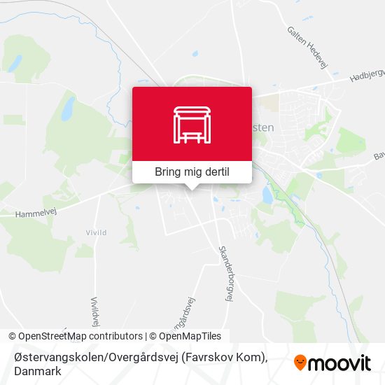 Østervangskolen / Overgårdsvej (Favrskov Kom) kort