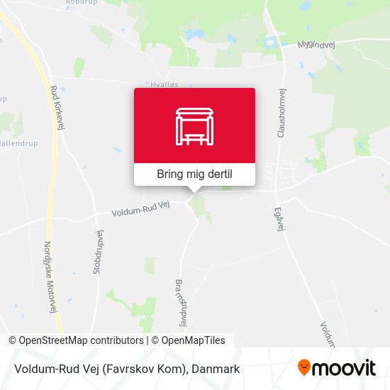 Voldum-Rud Vej (Favrskov Kom) kort