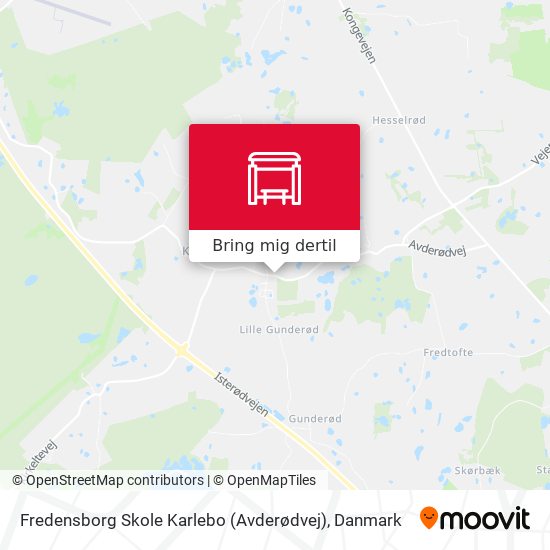 Fredensborg Skole Karlebo (Avderødvej) kort