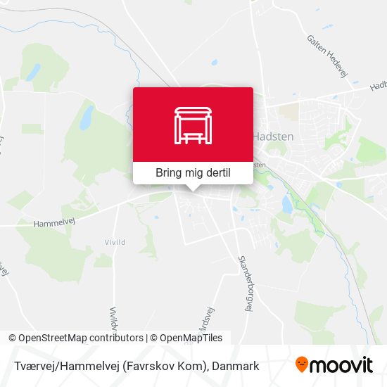 Tværvej / Hammelvej (Favrskov Kom) kort