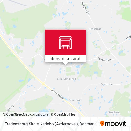 Fredensborg Skole Karlebo (Avderødvej) kort