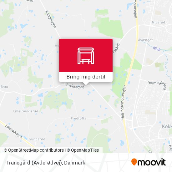 Tranegård (Avderødvej) kort