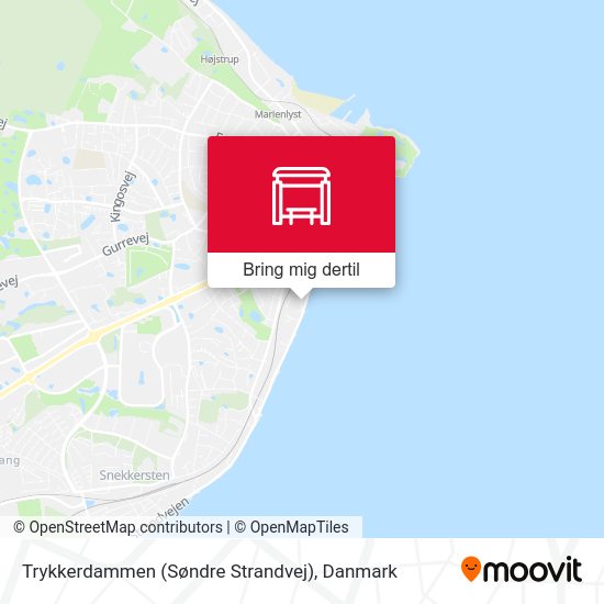 Trykkerdammen (Søndre Strandvej) kort