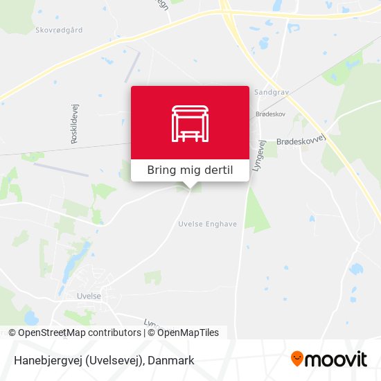 Hanebjergvej (Uvelsevej) kort