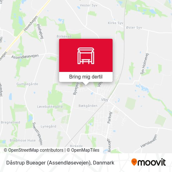Dåstrup Bueager (Assendløsevejen) kort