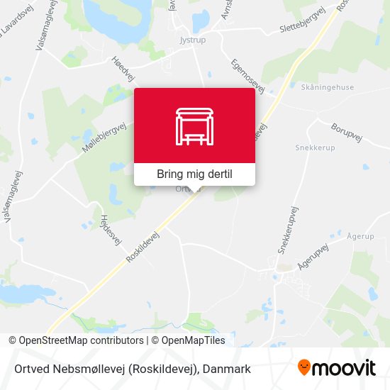 Ortved Nebsmøllevej (Roskildevej) kort