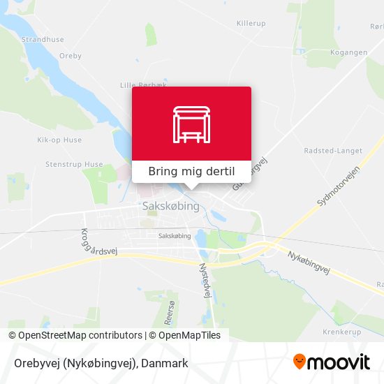 Orebyvej (Nykøbingvej) kort