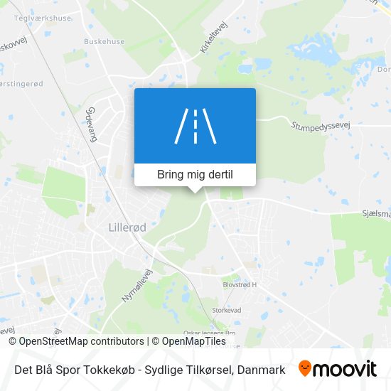 Det Blå Spor Tokkekøb - Sydlige Tilkørsel kort