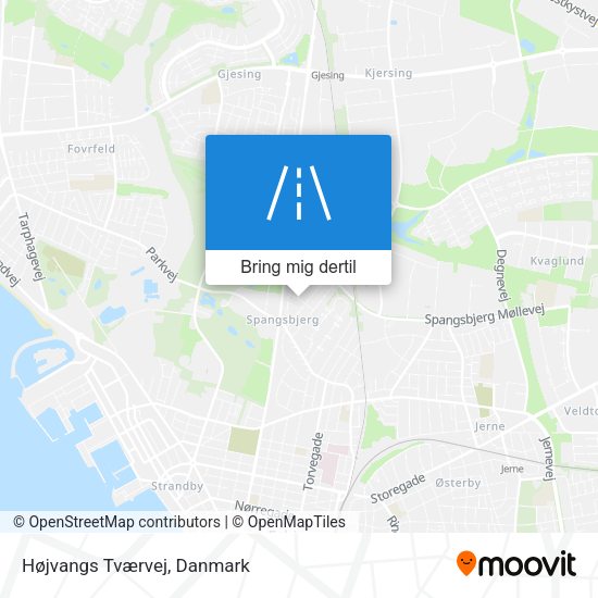 Højvangs Tværvej kort