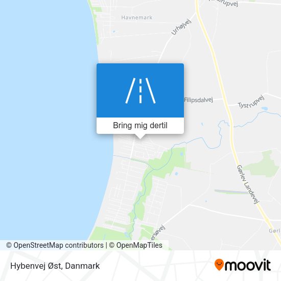 Hybenvej Øst kort
