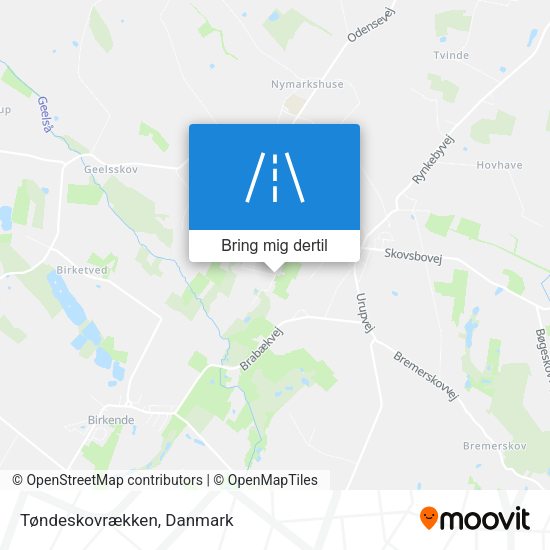 Tøndeskovrækken kort