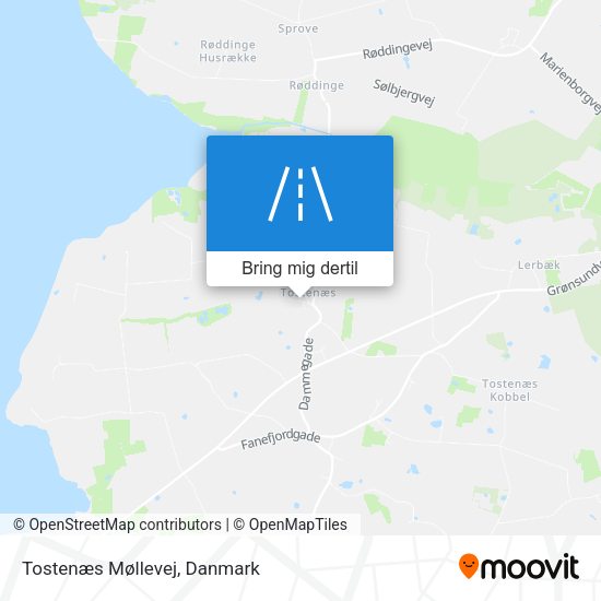 Tostenæs Møllevej kort