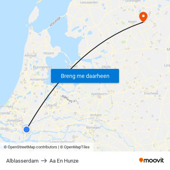 Alblasserdam to Aa En Hunze map