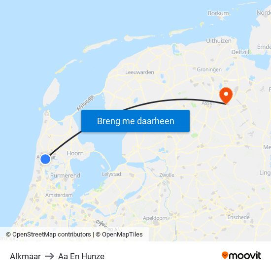 Alkmaar to Aa En Hunze map