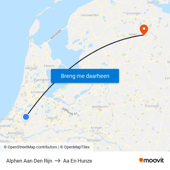 Alphen Aan Den Rijn to Aa En Hunze map