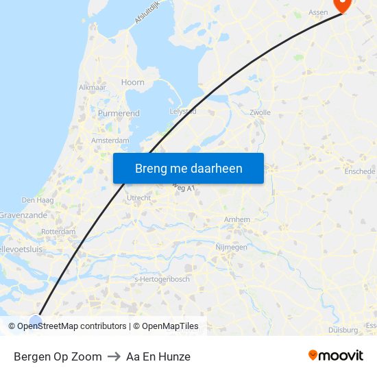 Bergen Op Zoom to Aa En Hunze map