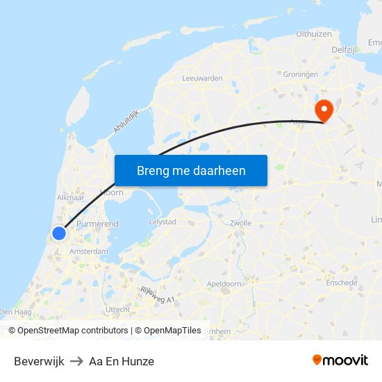 Beverwijk to Aa En Hunze map