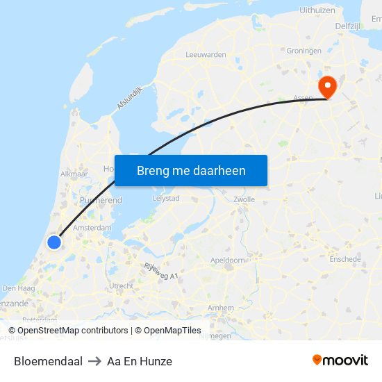 Bloemendaal to Aa En Hunze map