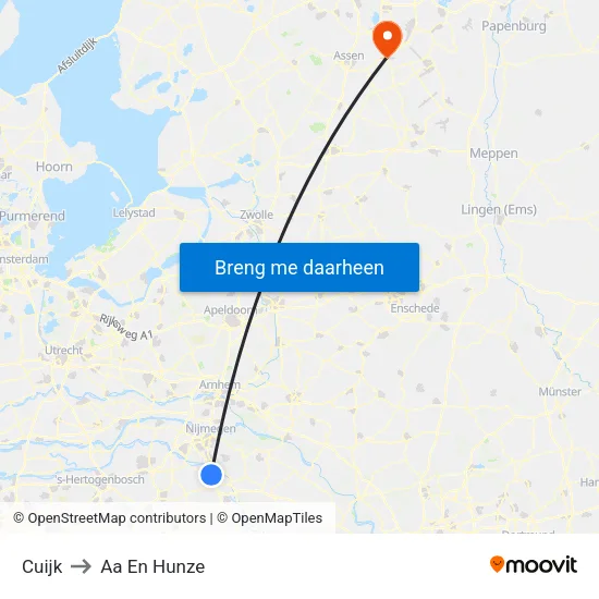 Cuijk to Aa En Hunze map