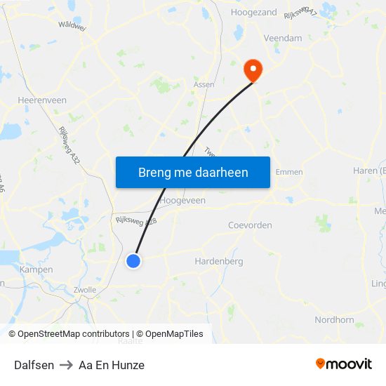 Dalfsen to Aa En Hunze map