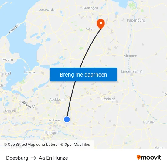 Doesburg to Aa En Hunze map