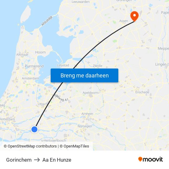 Gorinchem to Aa En Hunze map