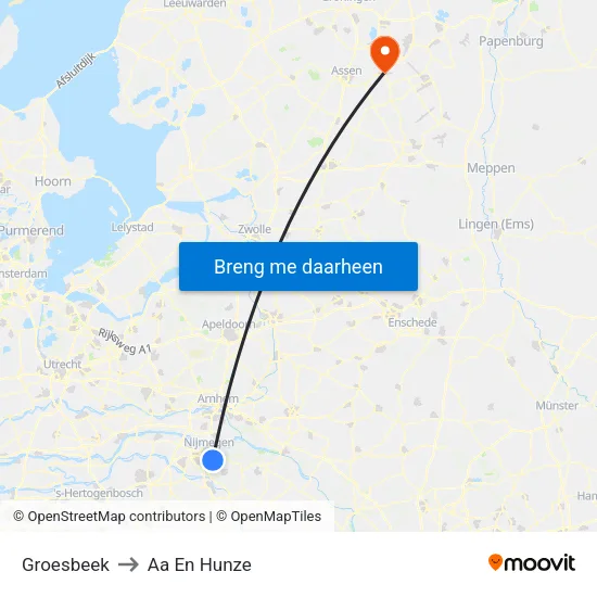 Groesbeek to Aa En Hunze map