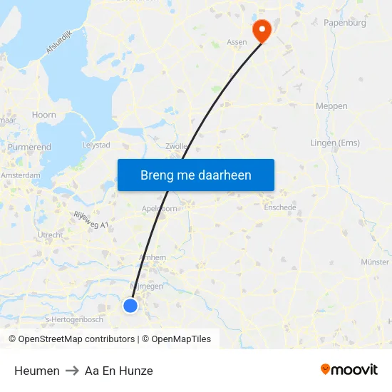 Heumen to Aa En Hunze map