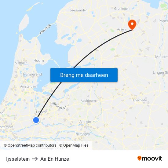 Ijsselstein to Aa En Hunze map