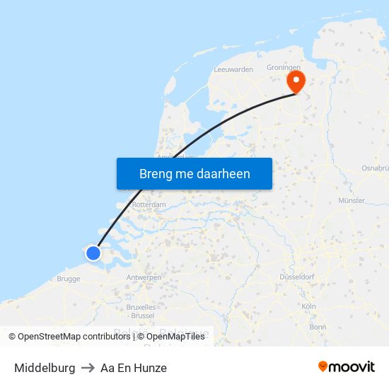 Middelburg to Aa En Hunze map