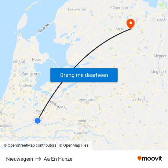Nieuwegein to Aa En Hunze map