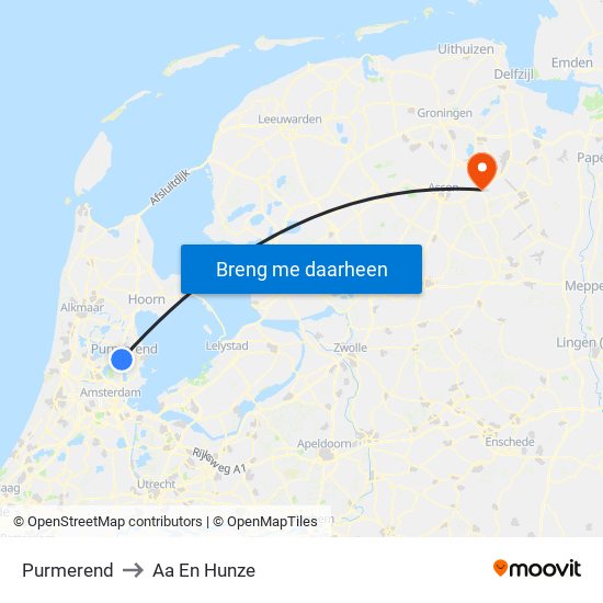 Purmerend to Aa En Hunze map