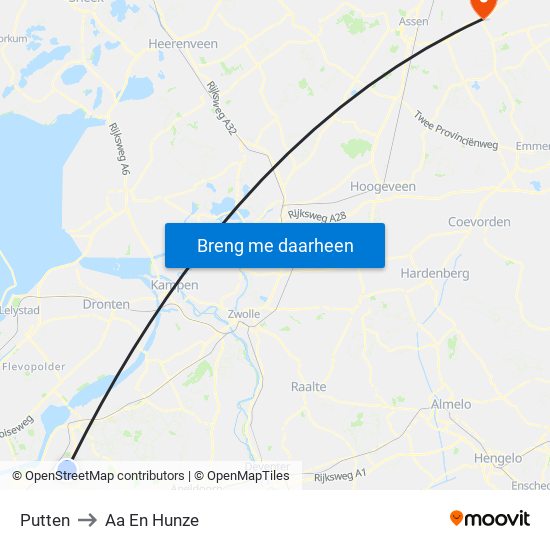 Putten to Aa En Hunze map