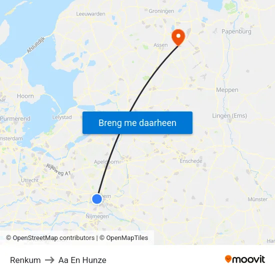 Renkum to Aa En Hunze map