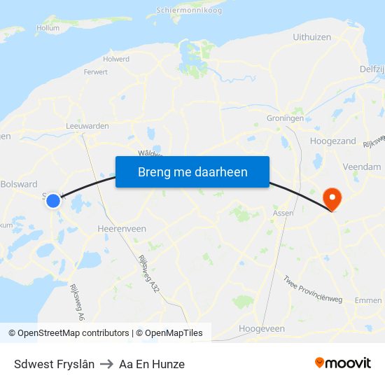Sdwest Fryslân to Aa En Hunze map