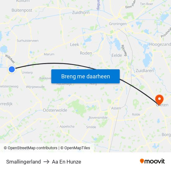 Smallingerland to Aa En Hunze map