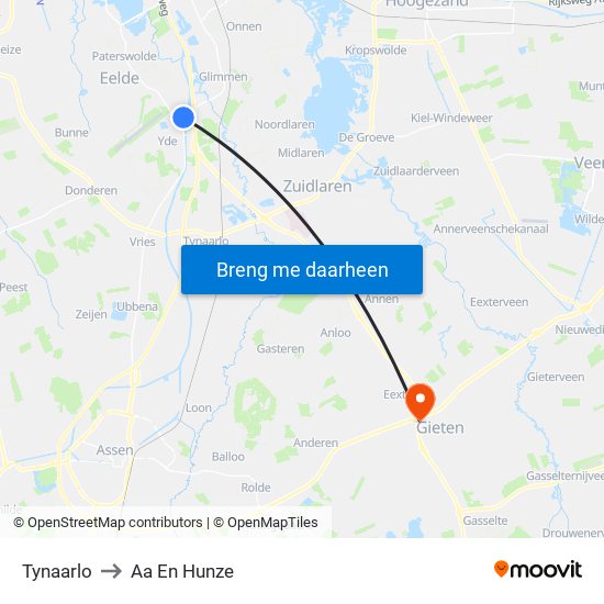 Tynaarlo to Aa En Hunze map
