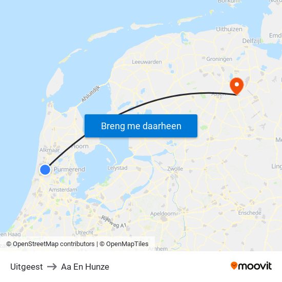 Uitgeest to Aa En Hunze map