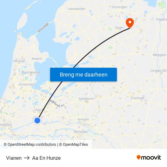 Vianen to Aa En Hunze map
